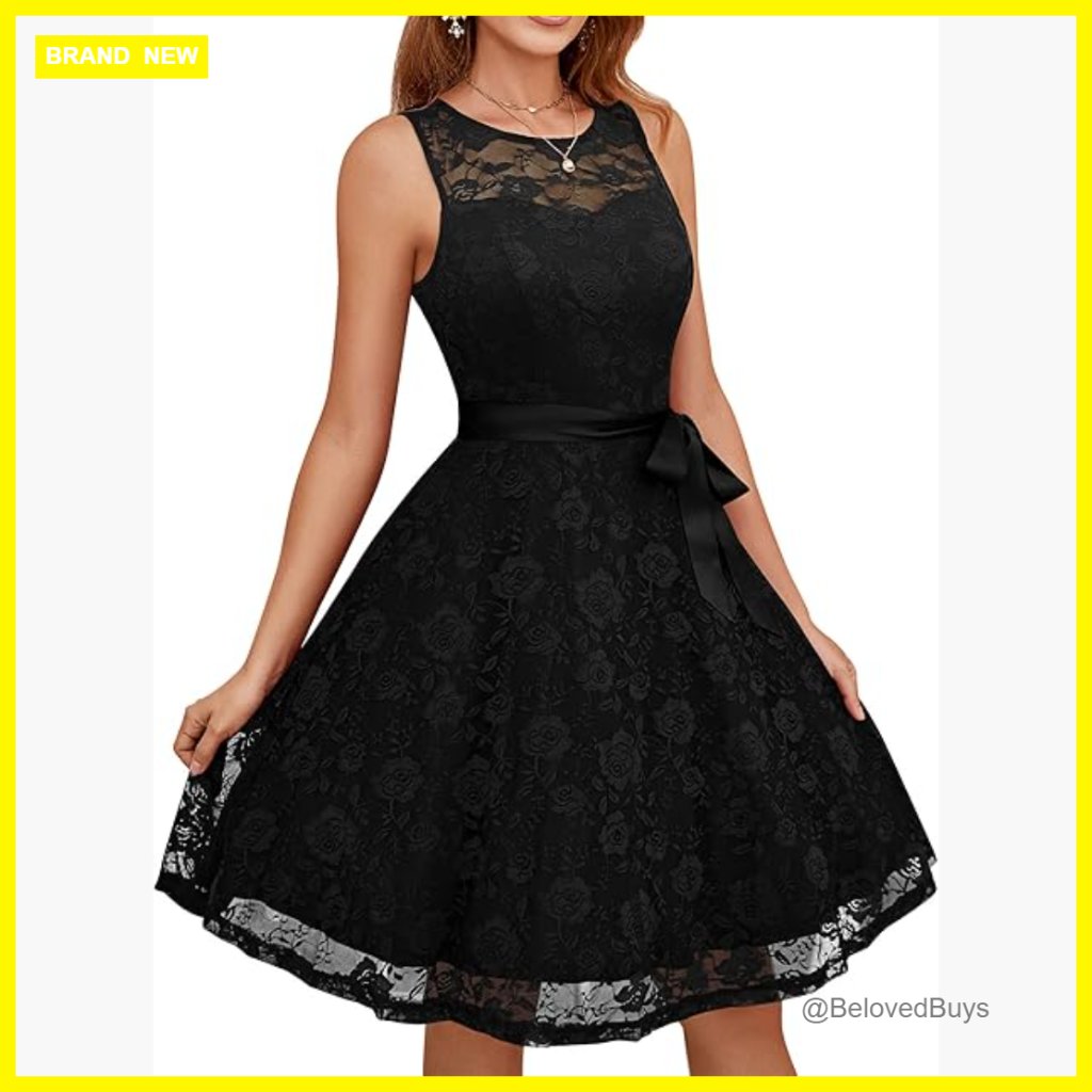 Floral Lace A-Line Cocktail Dress Sleeveless Knee-Length Bridesmaid